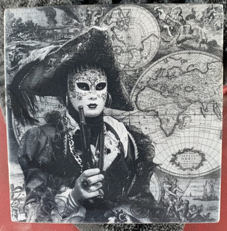 Mardi Gras Performer on Ceramic Tile